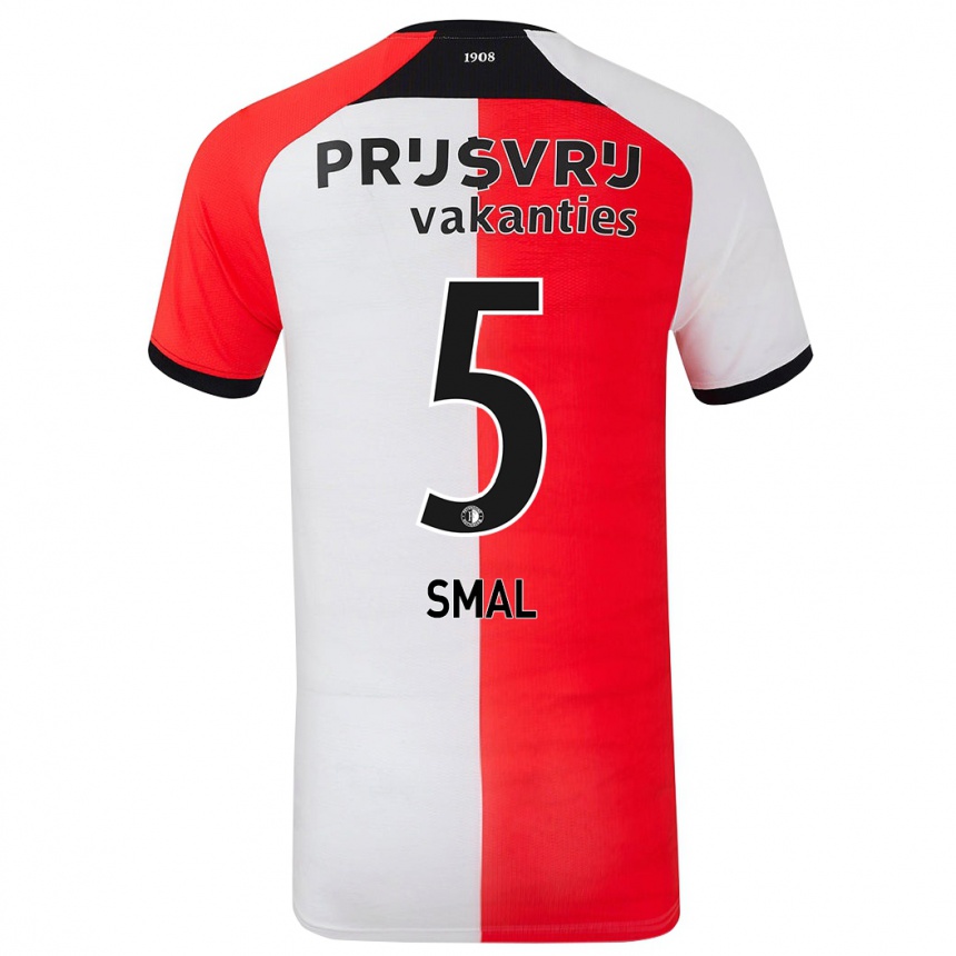 Enfant Football Maillot Gijs Smal #5 Rouge Blanc Tenues Domicile 2024/25