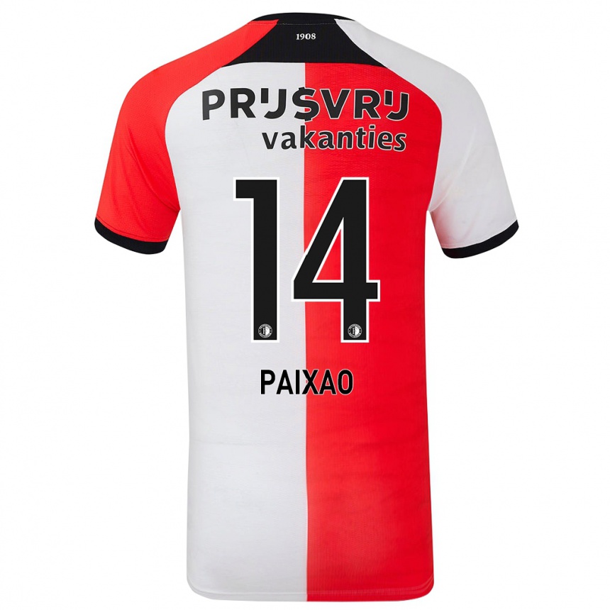 Enfant Football Maillot Igor Paixão #14 Rouge Blanc Tenues Domicile 2024/25