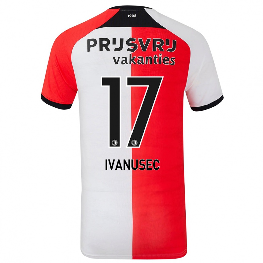 Enfant Football Maillot Luka Ivanusec #17 Rouge Blanc Tenues Domicile 2024/25