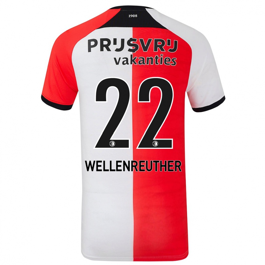 Enfant Football Maillot Timon Wellenreuther #22 Rouge Blanc Tenues Domicile 2024/25