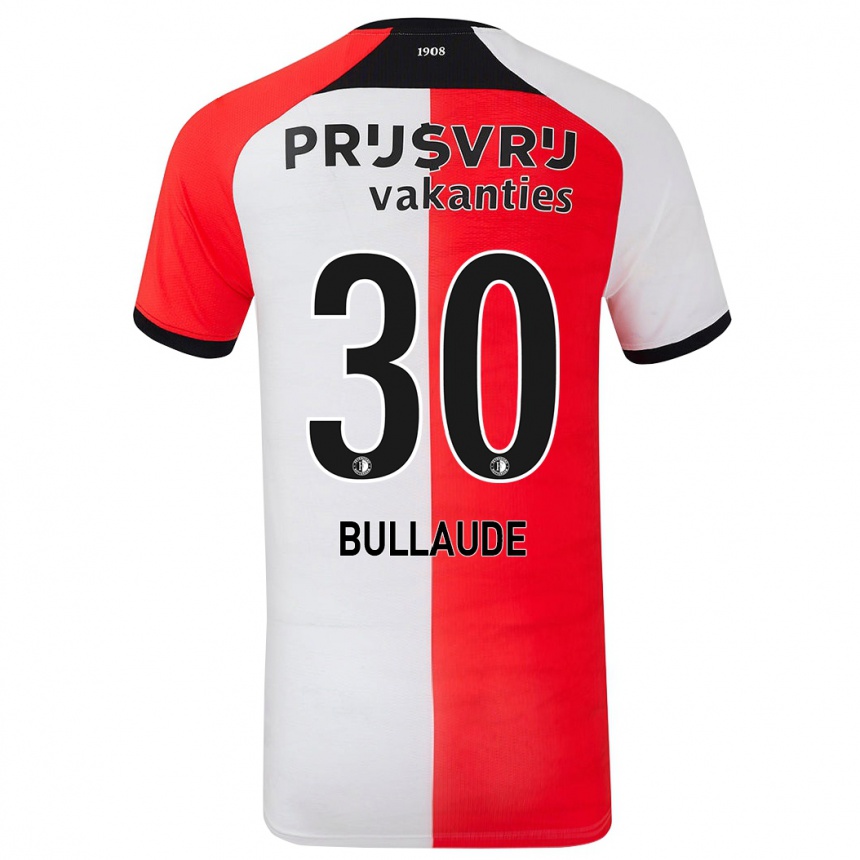 Enfant Football Maillot Ezequiel Bullaude #30 Rouge Blanc Tenues Domicile 2024/25