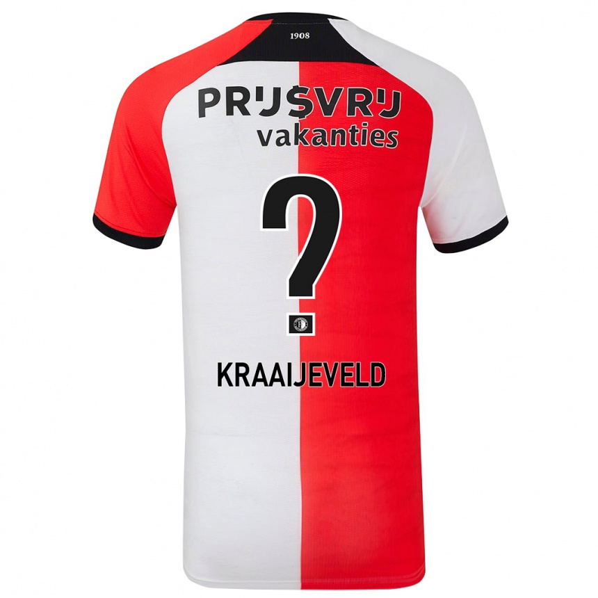 Enfant Football Maillot Thijs Kraaijeveld #0 Rouge Blanc Tenues Domicile 2024/25