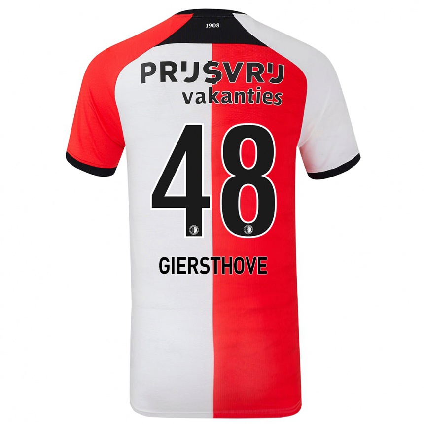 Enfant Football Maillot Djomar Giersthove #48 Rouge Blanc Tenues Domicile 2024/25