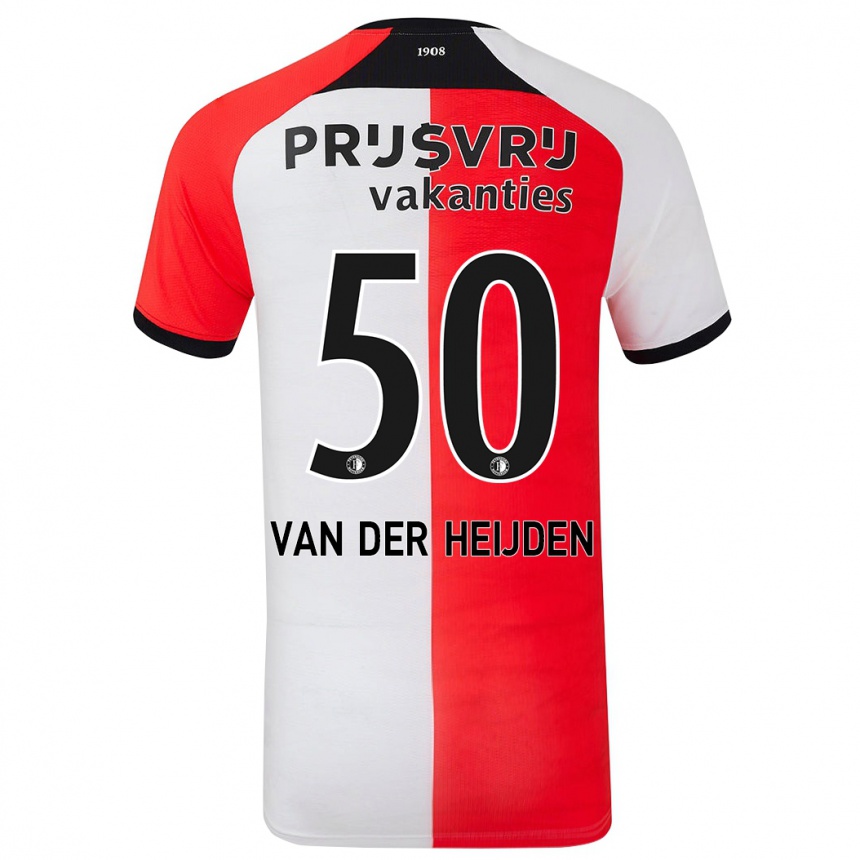 Enfant Football Maillot Délano Van Der Heijden #50 Rouge Blanc Tenues Domicile 2024/25