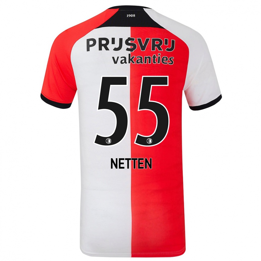 Enfant Football Maillot Luc Netten #55 Rouge Blanc Tenues Domicile 2024/25