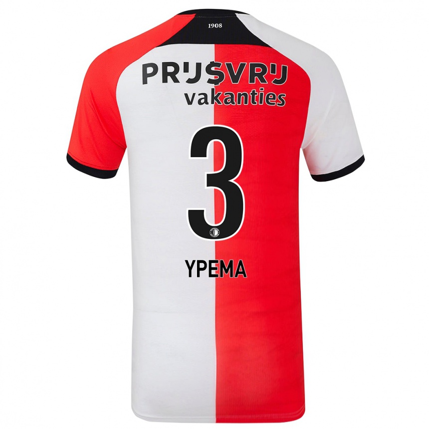 Enfant Football Maillot Danique Ypema #3 Rouge Blanc Tenues Domicile 2024/25