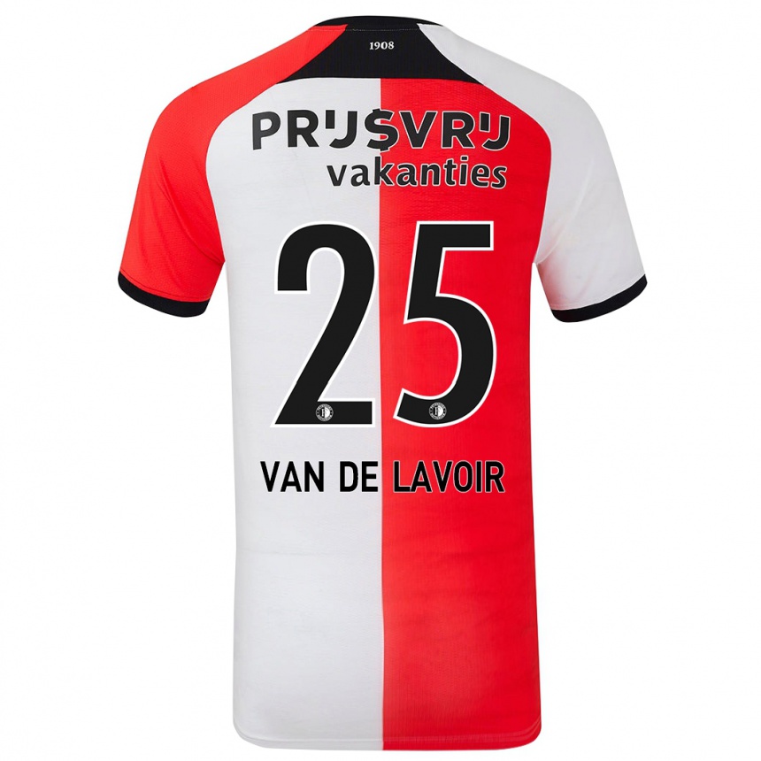 Enfant Football Maillot Romeé Van De Lavoir #25 Rouge Blanc Tenues Domicile 2024/25