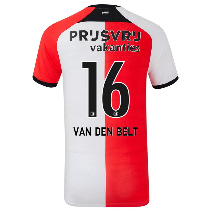 Enfant Football Maillot Thomas Van Den Belt #16 Rouge Blanc Tenues Domicile 2024/25