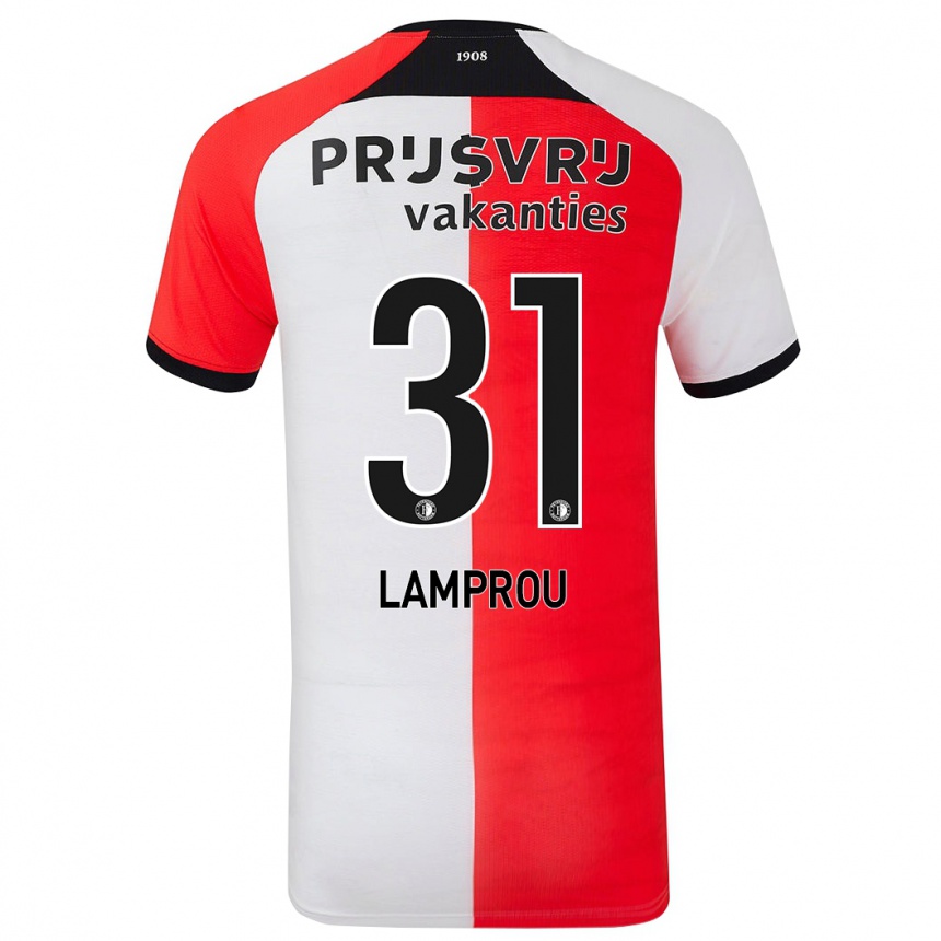 Enfant Football Maillot Kostas Lamprou #31 Rouge Blanc Tenues Domicile 2024/25