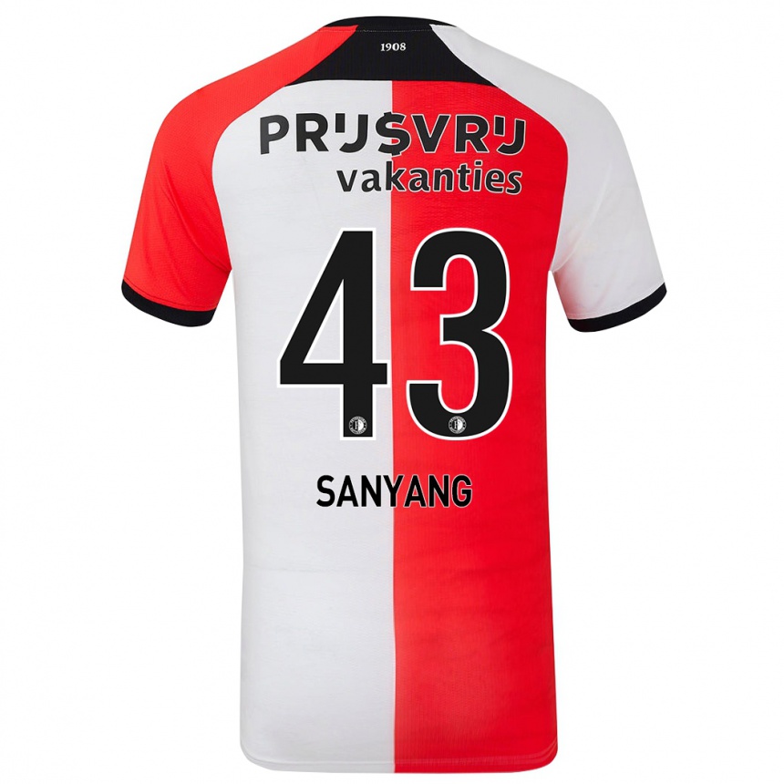 Enfant Football Maillot Amadou-David Sanyang #43 Rouge Blanc Tenues Domicile 2024/25