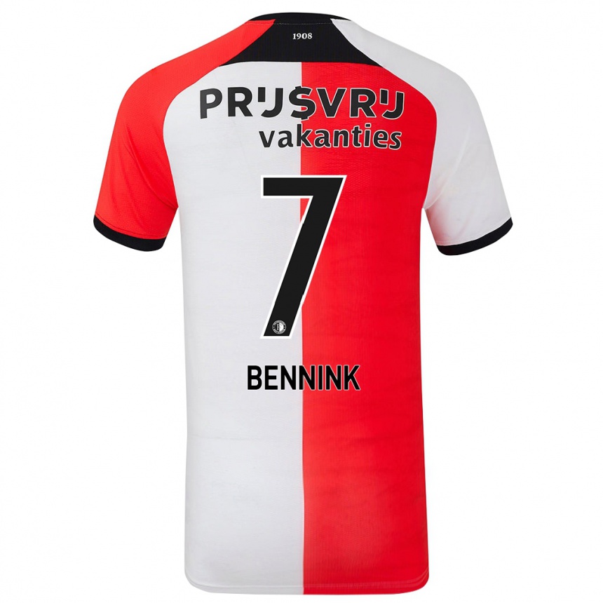 Enfant Football Maillot Maxime Bennink #7 Rouge Blanc Tenues Domicile 2024/25