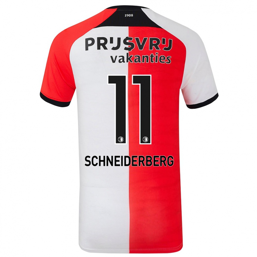 Enfant Football Maillot July Schneiderberg #11 Rouge Blanc Tenues Domicile 2024/25