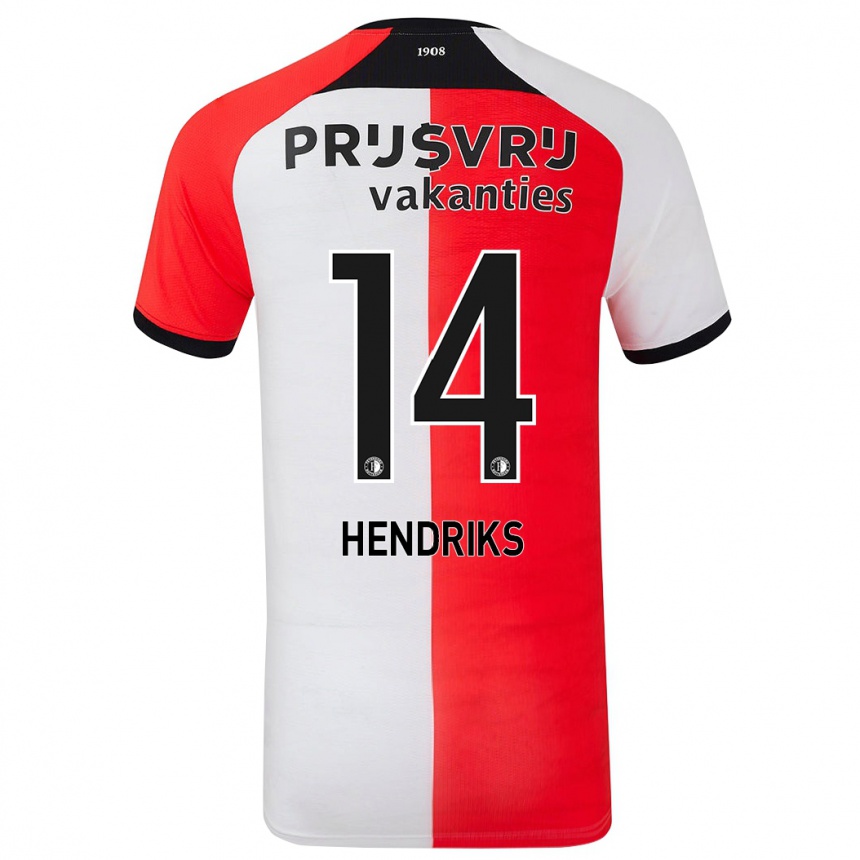 Enfant Football Maillot Kim Hendriks #14 Rouge Blanc Tenues Domicile 2024/25