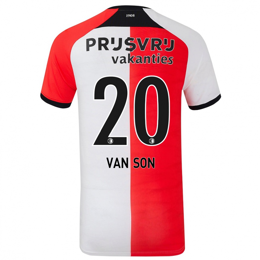 Enfant Football Maillot Anne Van Son #20 Rouge Blanc Tenues Domicile 2024/25