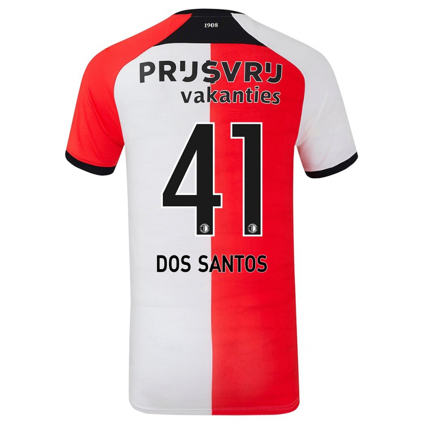 Enfant Football Maillot Giuliany Ben-David Dos Santos #41 Rouge Blanc Tenues Domicile 2024/25