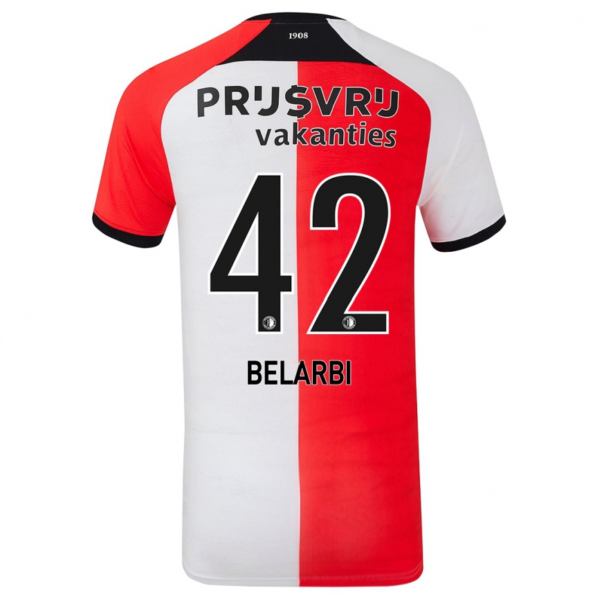 Enfant Football Maillot Abdel Belarbi #42 Rouge Blanc Tenues Domicile 2024/25