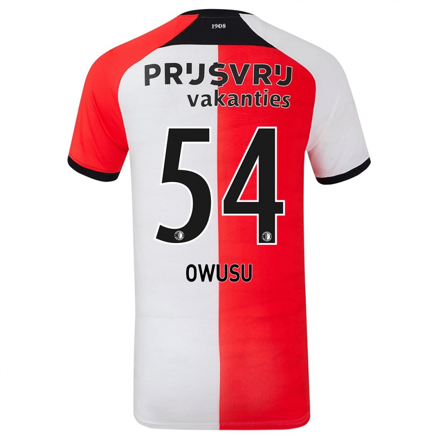 Enfant Football Maillot Denzel Owusu #54 Rouge Blanc Tenues Domicile 2024/25