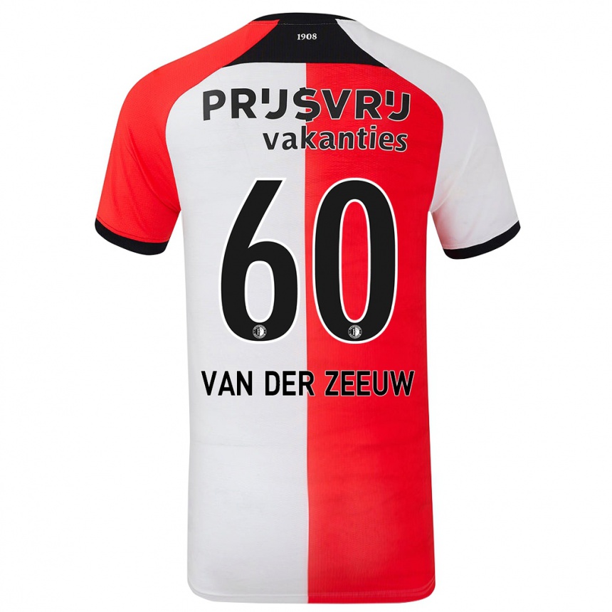 Enfant Football Maillot Twan Van Der Zeeuw #60 Rouge Blanc Tenues Domicile 2024/25