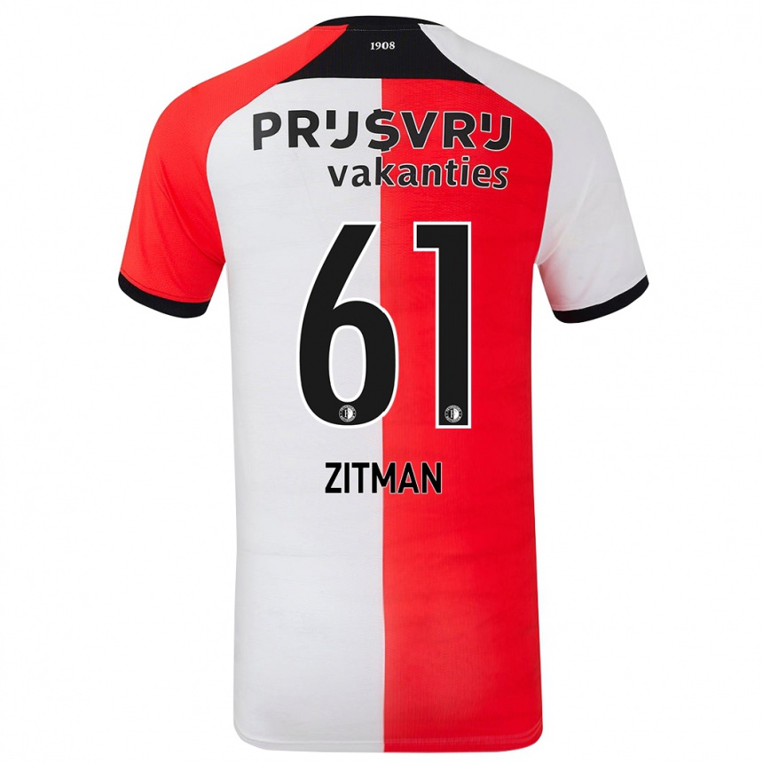 Enfant Football Maillot Sven Zitman #61 Rouge Blanc Tenues Domicile 2024/25