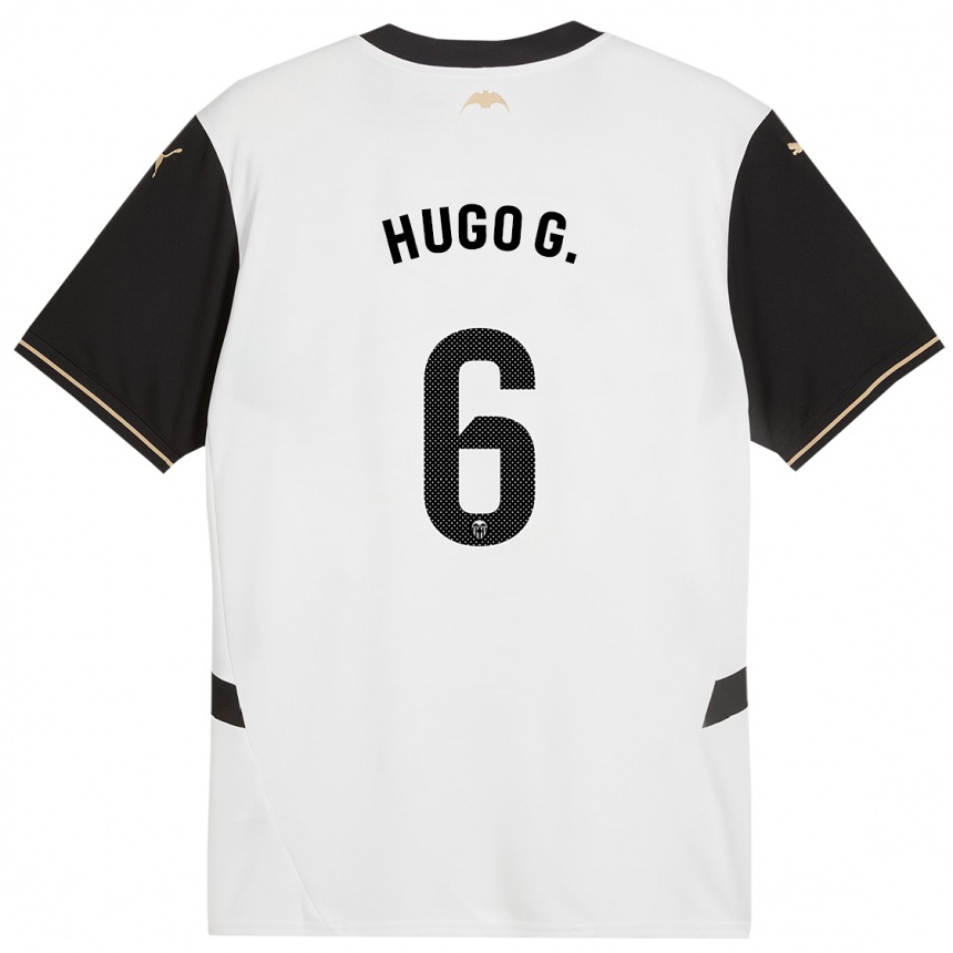 Enfant Football Maillot Hugo Guillamón #6 Blanc Noir Tenues Domicile 2024/25