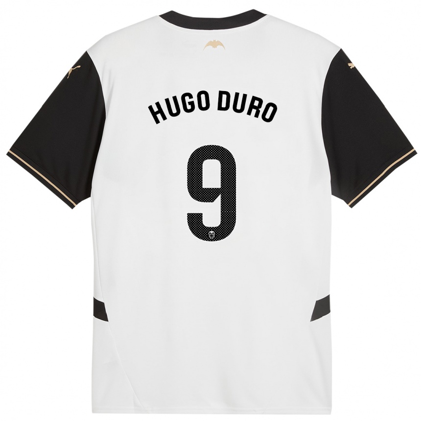 Enfant Football Maillot Hugo Duro #9 Blanc Noir Tenues Domicile 2024/25