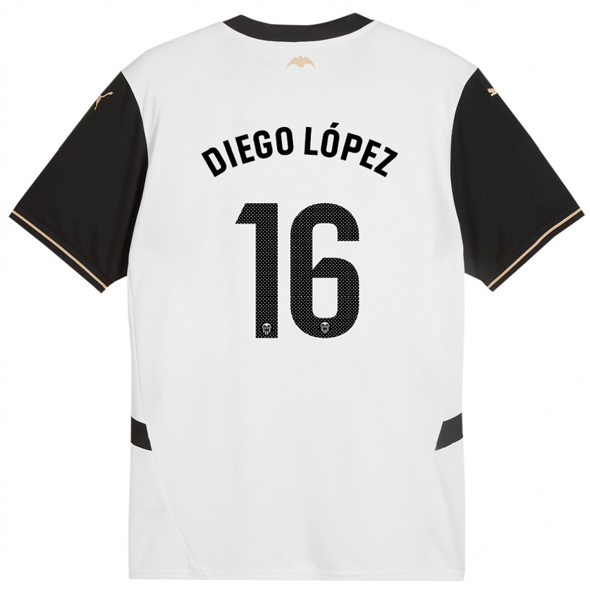 Enfant Football Maillot Diego López #16 Blanc Noir Tenues Domicile 2024/25