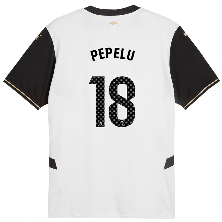 Enfant Football Maillot Pepelu #18 Blanc Noir Tenues Domicile 2024/25