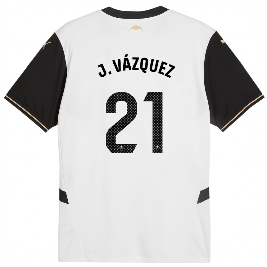 Enfant Football Maillot Jesús Vázquez #21 Blanc Noir Tenues Domicile 2024/25