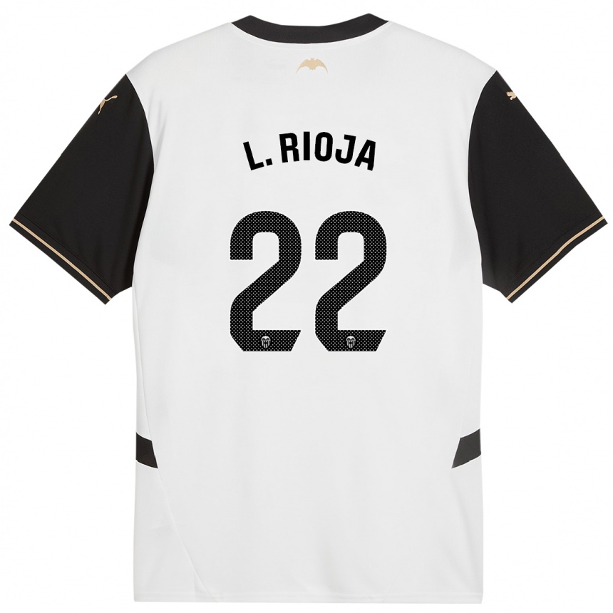 Enfant Football Maillot Luis Rioja #22 Blanc Noir Tenues Domicile 2024/25