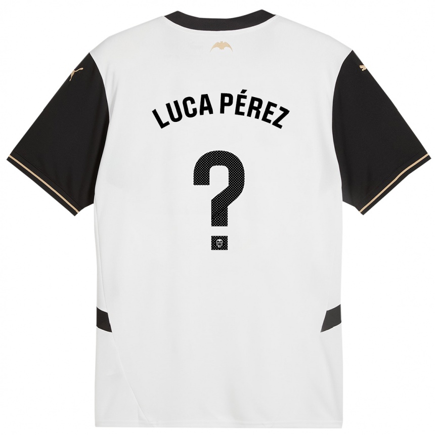 Enfant Football Maillot Simón Luca Pérez #0 Blanc Noir Tenues Domicile 2024/25