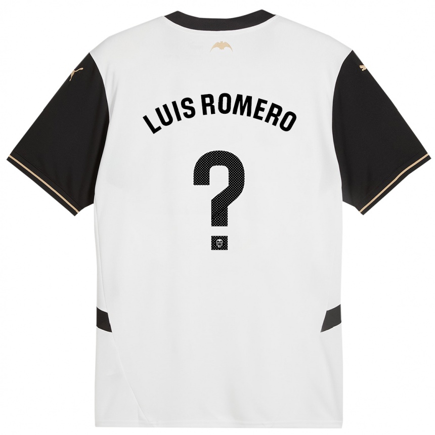 Enfant Football Maillot Luis Romero #0 Blanc Noir Tenues Domicile 2024/25