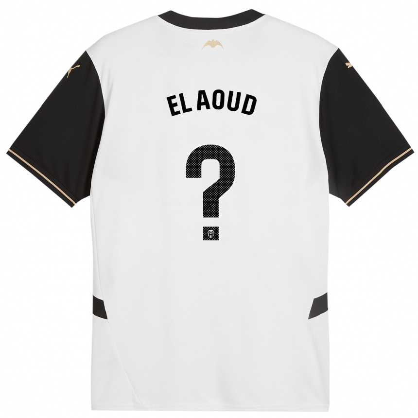 Enfant Football Maillot Ismail El Aoud #0 Blanc Noir Tenues Domicile 2024/25