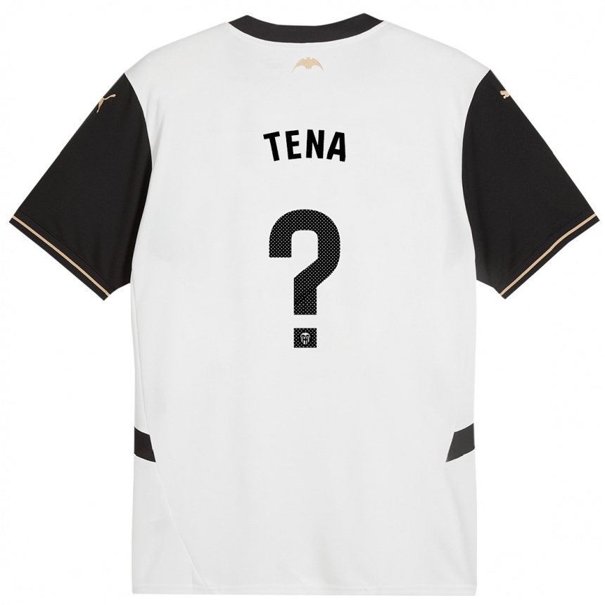 Enfant Football Maillot Javier Tena #0 Blanc Noir Tenues Domicile 2024/25