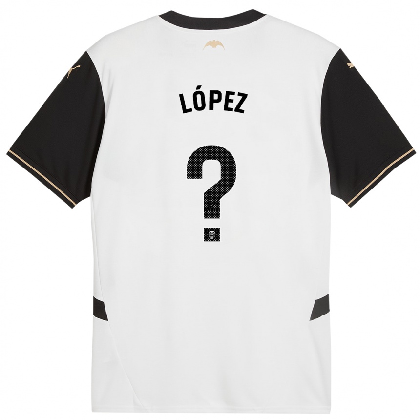 Enfant Football Maillot Pablo López #0 Blanc Noir Tenues Domicile 2024/25