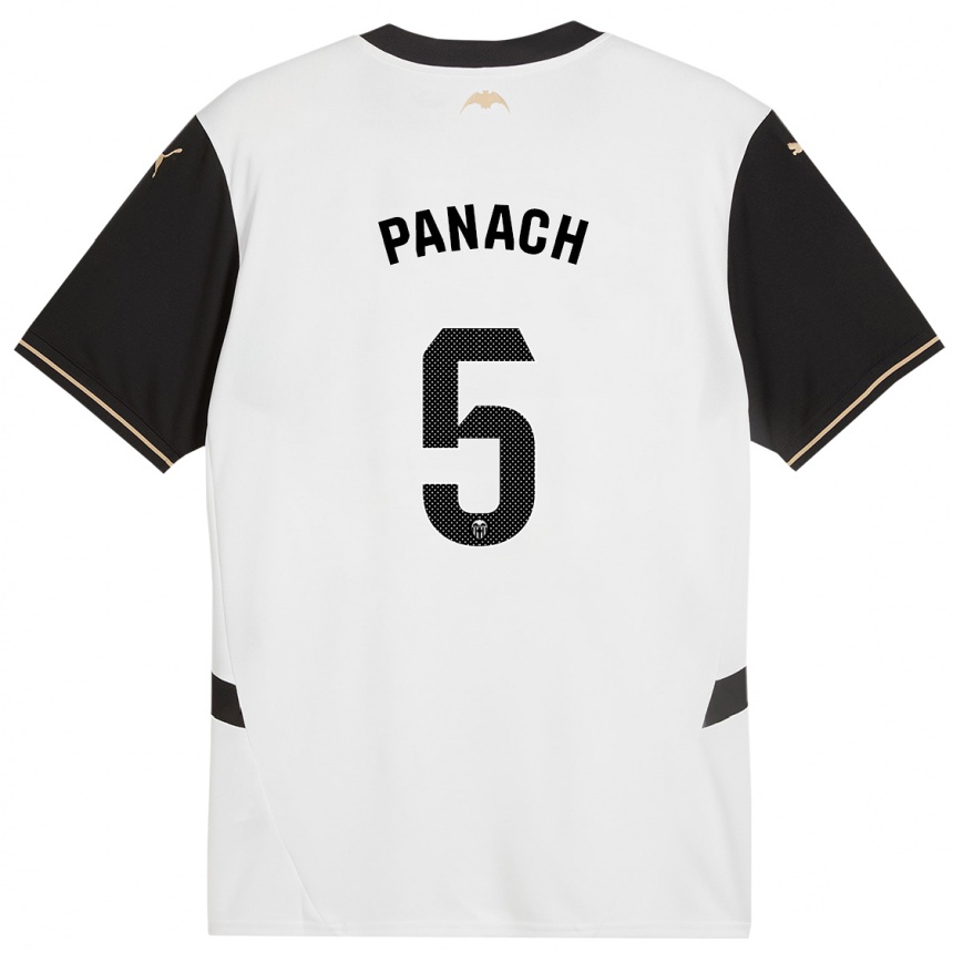 Enfant Football Maillot Alejandro Panach #5 Blanc Noir Tenues Domicile 2024/25