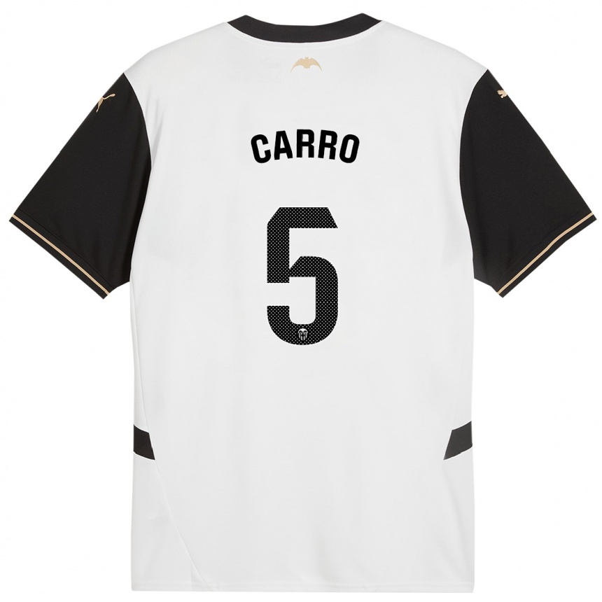 Enfant Football Maillot Marta Carro #5 Blanc Noir Tenues Domicile 2024/25