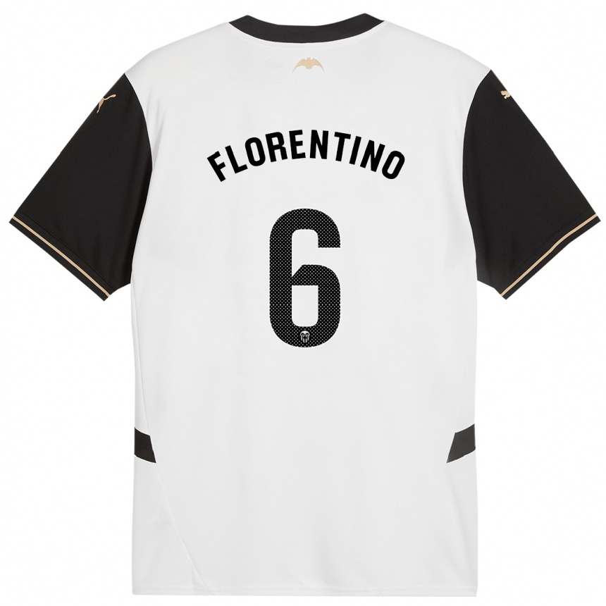 Enfant Football Maillot Claudia Florentino #6 Blanc Noir Tenues Domicile 2024/25