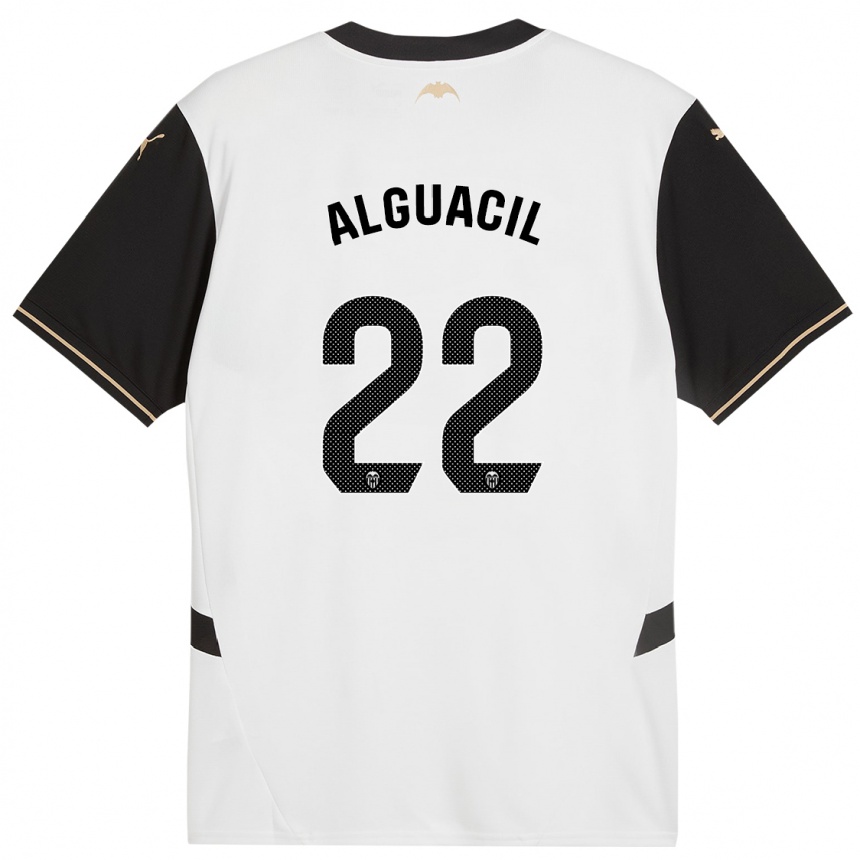 Enfant Football Maillot Ainhoa Alguacil #22 Blanc Noir Tenues Domicile 2024/25