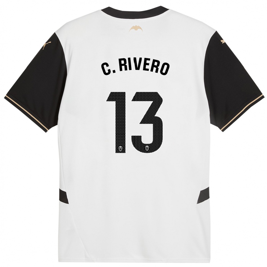 Enfant Football Maillot Cristian Rivero #13 Blanc Noir Tenues Domicile 2024/25