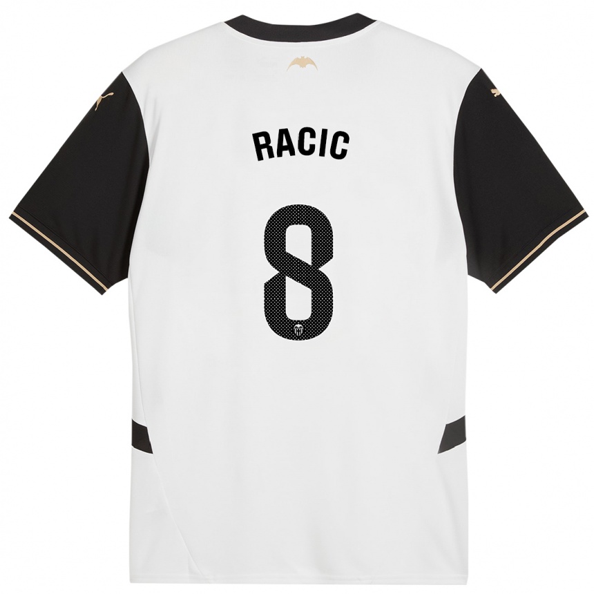 Enfant Football Maillot Uros Racic #8 Blanc Noir Tenues Domicile 2024/25