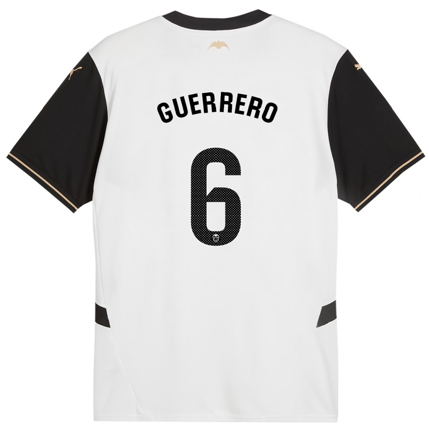 Enfant Football Maillot Paula Guerrero #6 Blanc Noir Tenues Domicile 2024/25