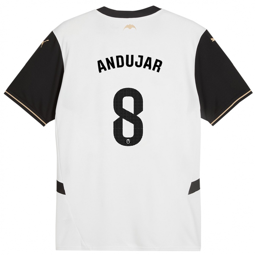 Enfant Football Maillot Candela Andujar #8 Blanc Noir Tenues Domicile 2024/25