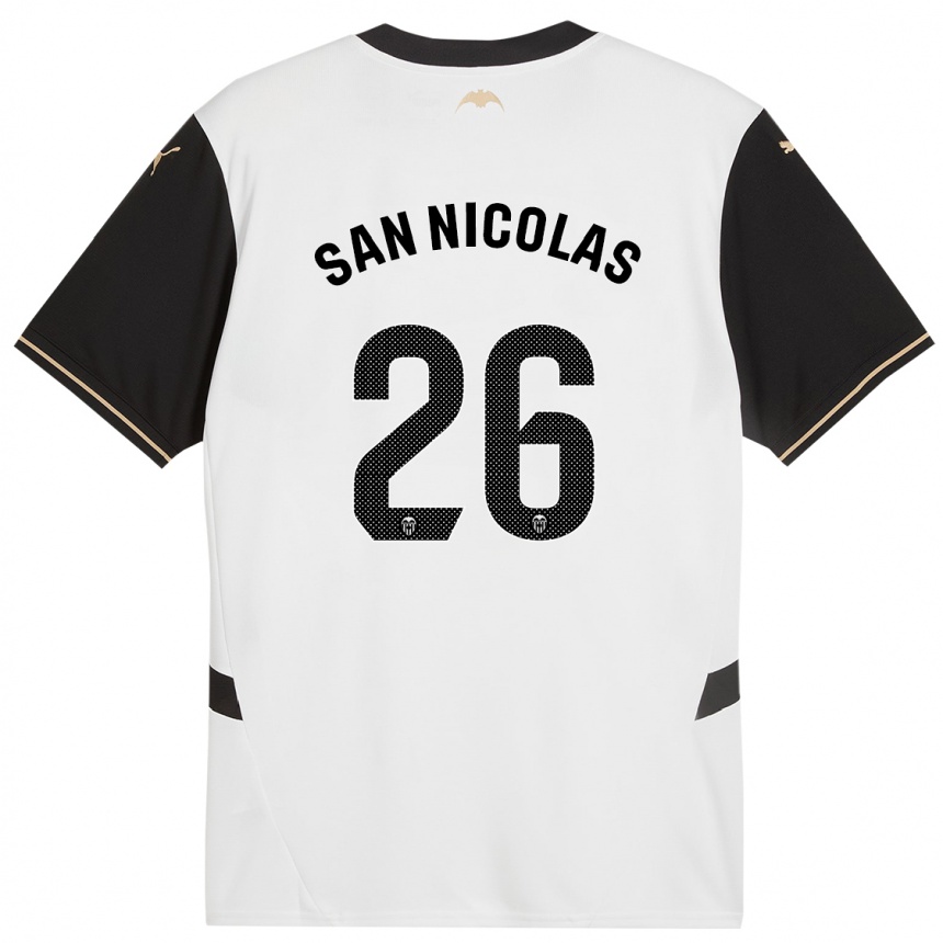 Enfant Football Maillot Olga San Nicolas #26 Blanc Noir Tenues Domicile 2024/25