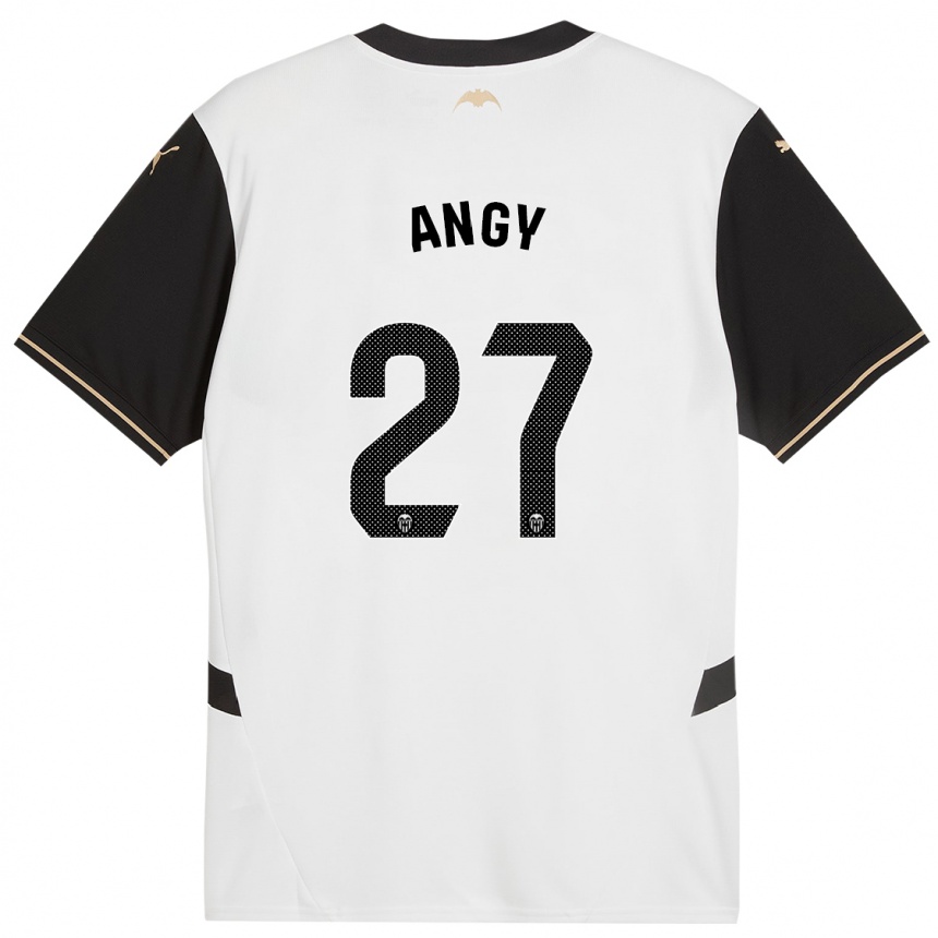 Enfant Football Maillot Angy #27 Blanc Noir Tenues Domicile 2024/25