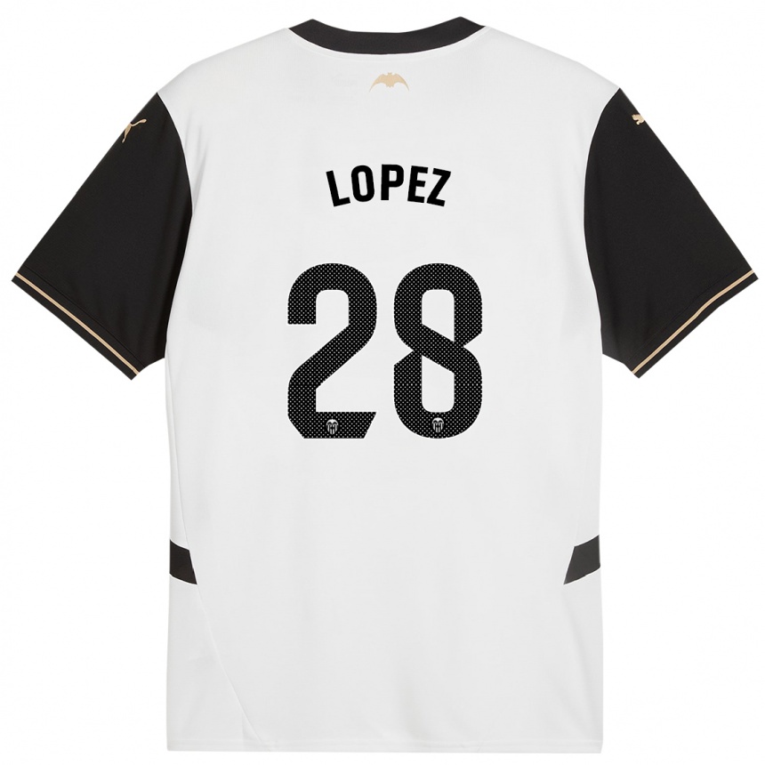 Enfant Football Maillot Saray Lopez #28 Blanc Noir Tenues Domicile 2024/25