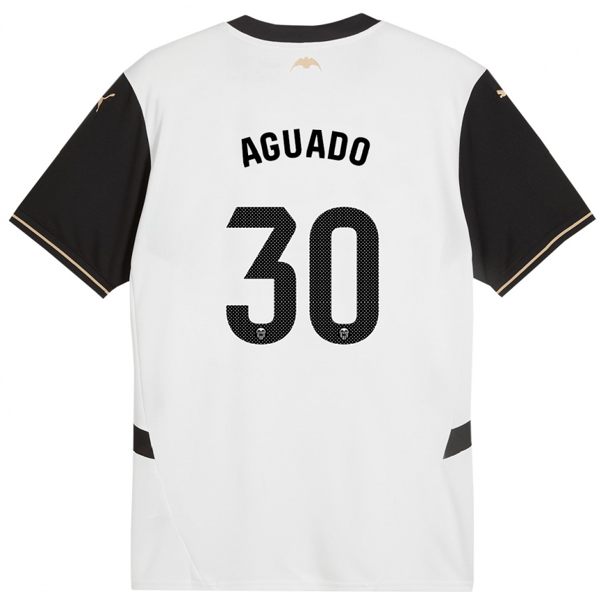 Enfant Football Maillot Julia Aguado #30 Blanc Noir Tenues Domicile 2024/25