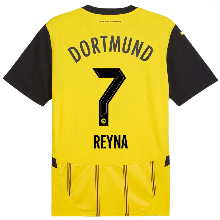 Enfant Football Maillot Giovanni Reyna #7 Jaune Noir Tenues Domicile 2024/25