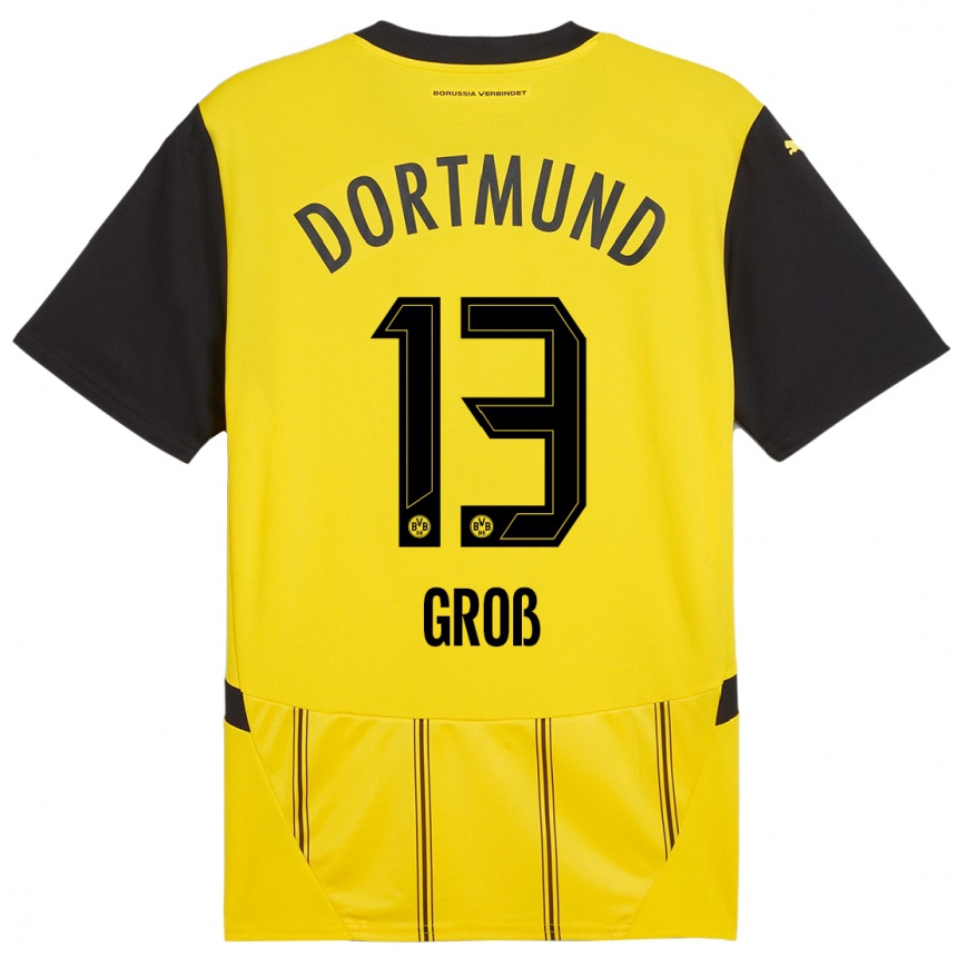 Enfant Football Maillot Pascal Groß #13 Jaune Noir Tenues Domicile 2024/25