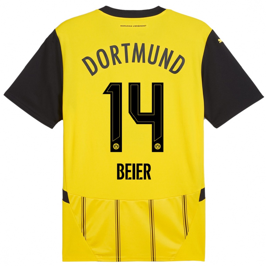 Enfant Football Maillot Maximilian Beier #14 Jaune Noir Tenues Domicile 2024/25