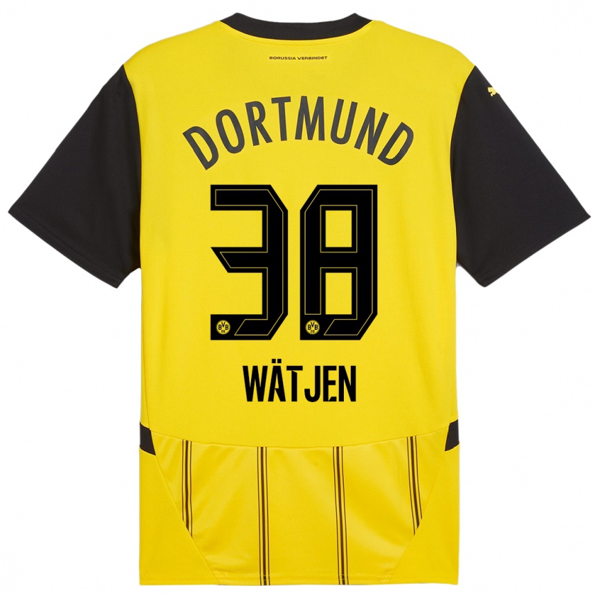 Enfant Football Maillot Kjell Wätjen #38 Jaune Noir Tenues Domicile 2024/25